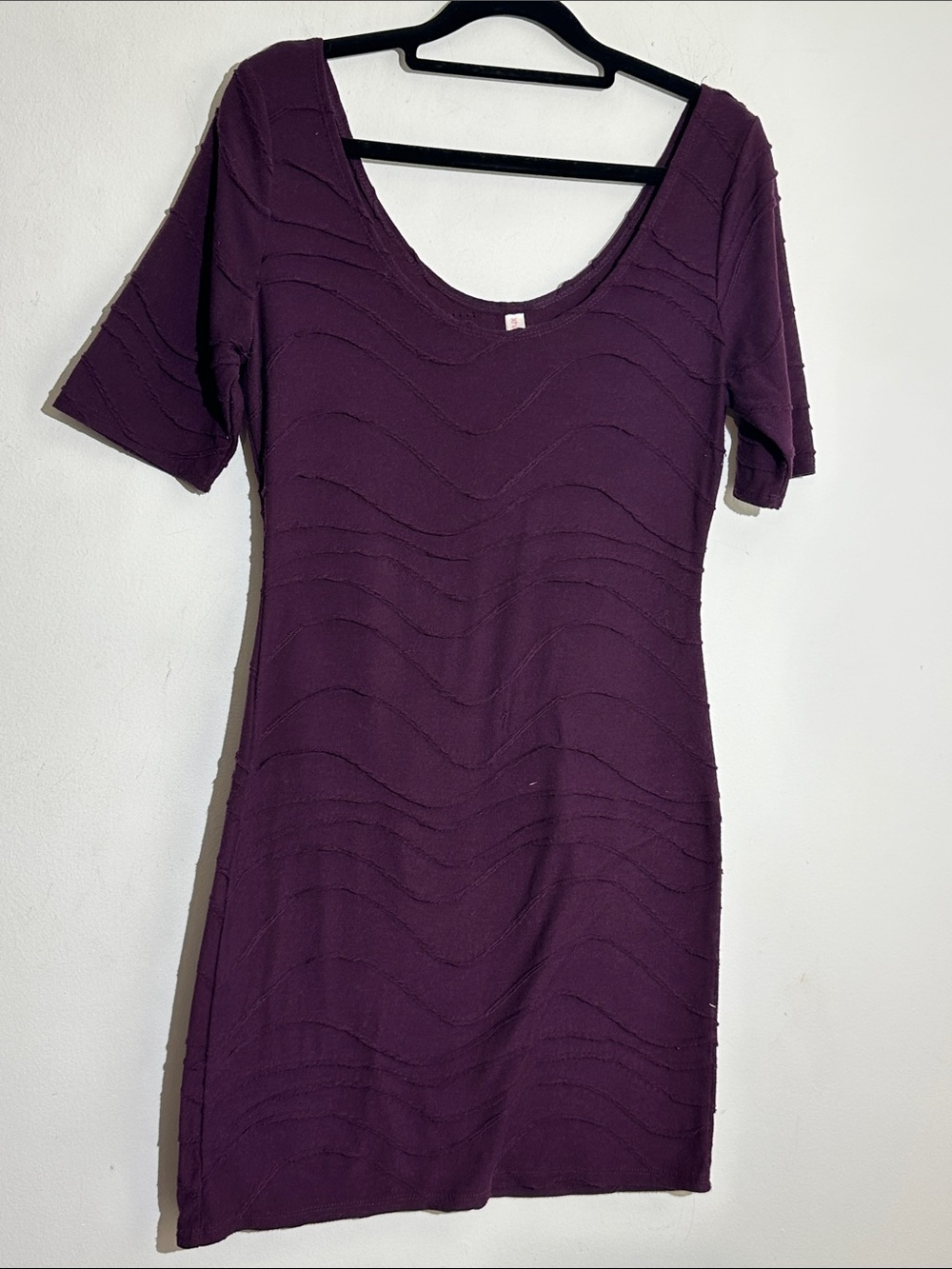 Scoop Neck Short Sleeve Mini Dress — Plum